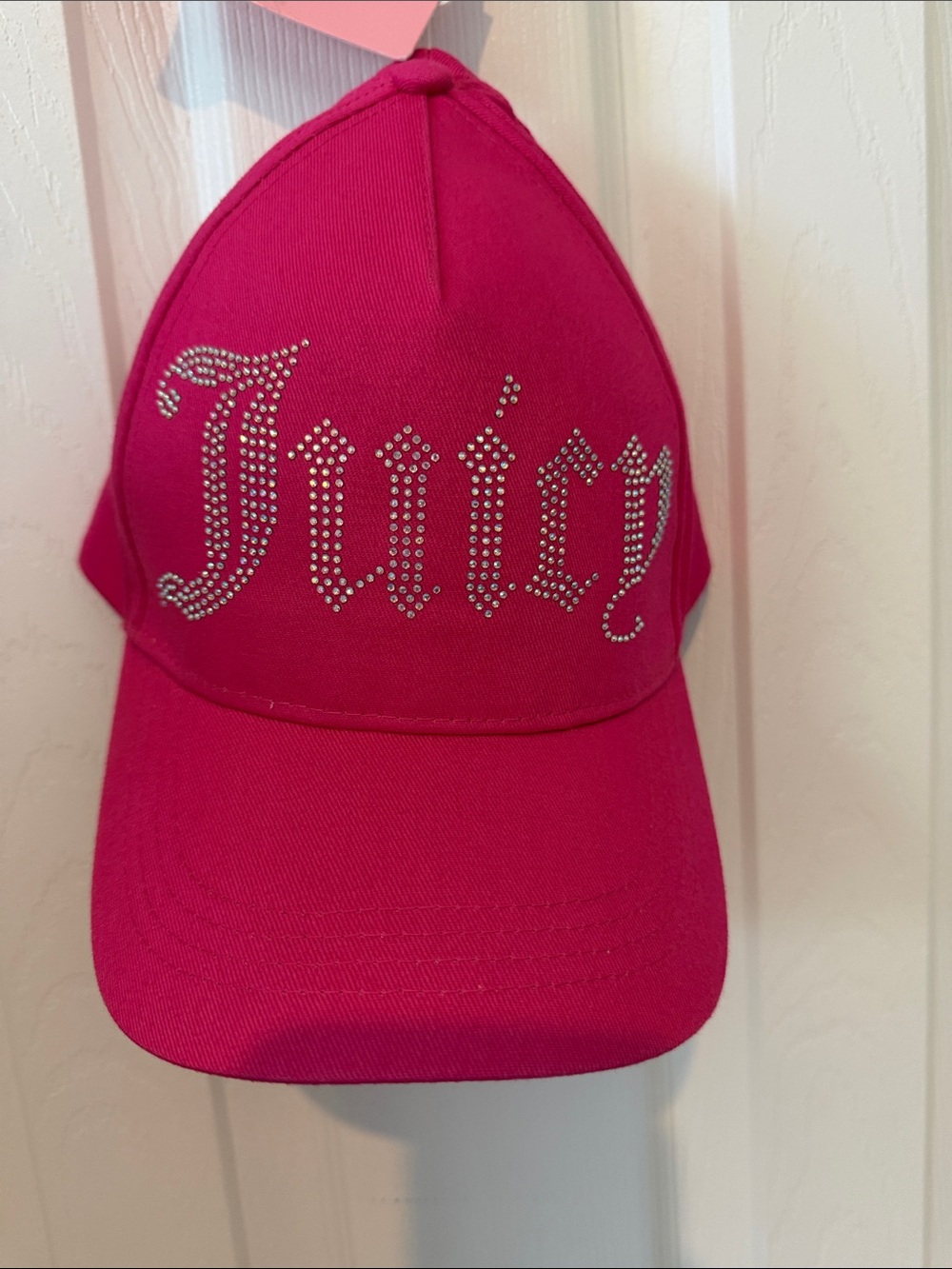 Juicy Couture Hot Pink Rhinestone 'Juicy' Logo Baseball Cap